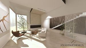 Wnętrze nowoczesnego salonu, obraz Anna Trawczyńska, podłoga położona po ukosie, parkiet Jawor (3) 29379 20230419 032302